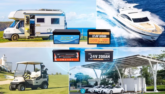 Bateria ODM&OEM LiFePO4 12V 100ah 200ah 300ah para Agv RV Carrinho de golfe marinho Armazenamento solar de energia doméstica com Bluetooth APP e auto