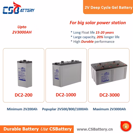 Csbattery 2V500ah Baterias Solares de Ciclo Profundo Bateria de Gel para Veículos Recreativos/Marítimo